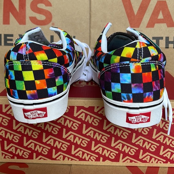 Vans Comfycush Old Skool The Tie-Dye Checkerboard Black Sneakers Men’s - Picture 14 of 16